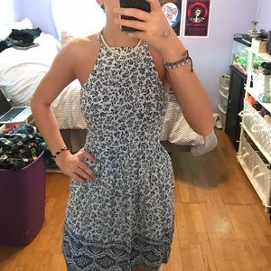 Blue floral print dress